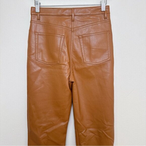 ARITZIA WILFRED Womens 2 The Melina Pant High Waisted Vegan Leather Cognac - Picture 12 of 15
